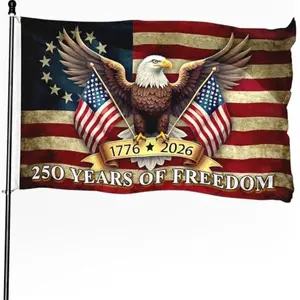 Double-sided 250th Anniversary American Flag 3x5 ft, 1776-2026 USA 250 Years of Freedom Flag, Made from 100%25 Polyester with Brass Grommets Fade Resistant, Indoor Outdoor Patriotic Eagle 4th of July Decoration