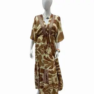 Beisy Boho Chic Short Sleeve Maxi Dress