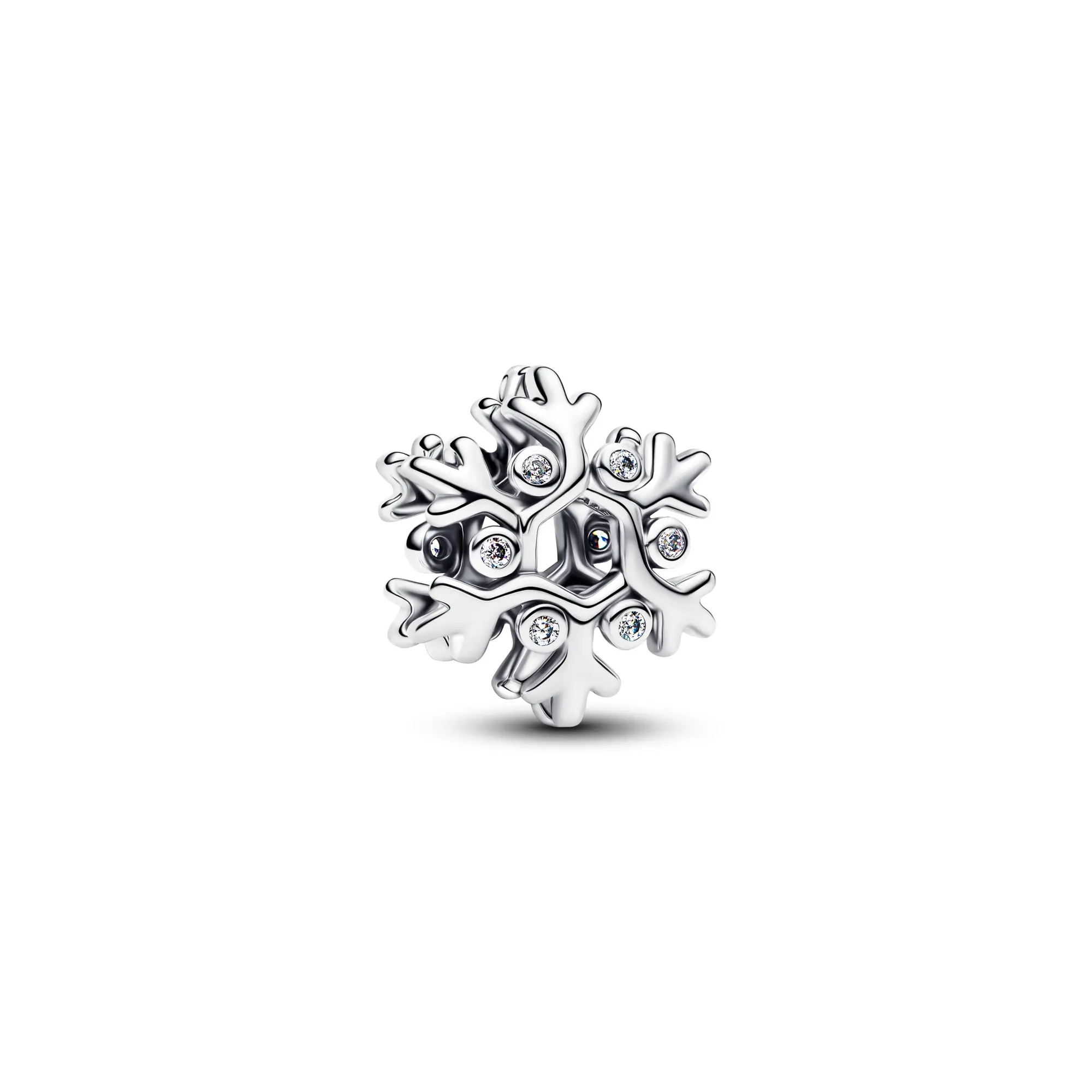 Pandora Snowflake Charm 794249C01, Openwork Silver Cube Zirconia Charms & Pendants with Synthetic/Simulated Coloured Gemstone