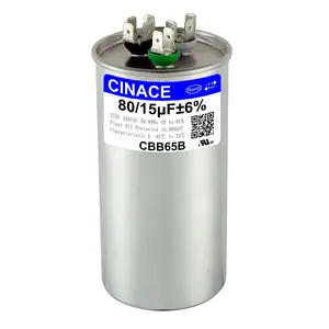 CINACE CBB65B 80/15uF Dual Run Capacitor for Air Conditioner AC Motor Fan Start Condenser HVAC Ice Maker 370/450VAC 50/60Hz