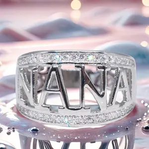 Exquisite Letter NANA Rings Zircon Gifts for Men & Women rings for women Wedding Engagement Promise Bride Eternity Ring Anniversary Ring Birthstone Ring Ladies Romantic Holiday Gift