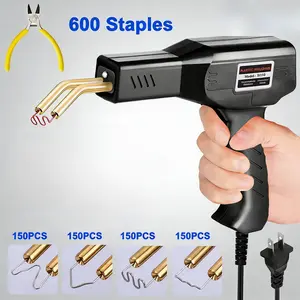 Professional Hot Stapler Plastic Welding Kit for Car Bumper Motorcycle Fairing Repair with 600 High-Temp Staples ABS PP PE Adhesive Automotive Body Restoration Tool with Heat Gun Welder Machine Industrial