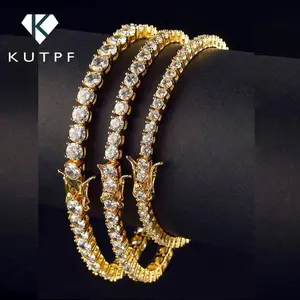 3/4/5mm Classic Mossanite Diamond Tennis Bracelets 925 Sterling Silver Plated 18K Yellow Gold Bracelet for Women Men Jewelry