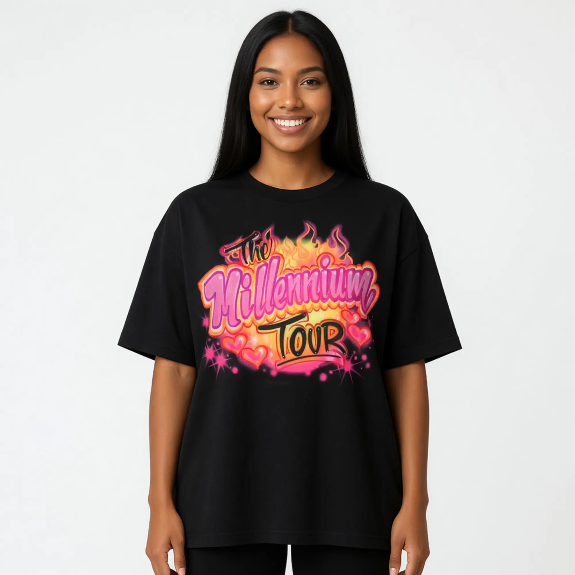 Airbrush Concert Shirt Vintage Festival Graphic Tee Y2K 90s Retro Unisex Streetwear T-Shirt Cotton Fit