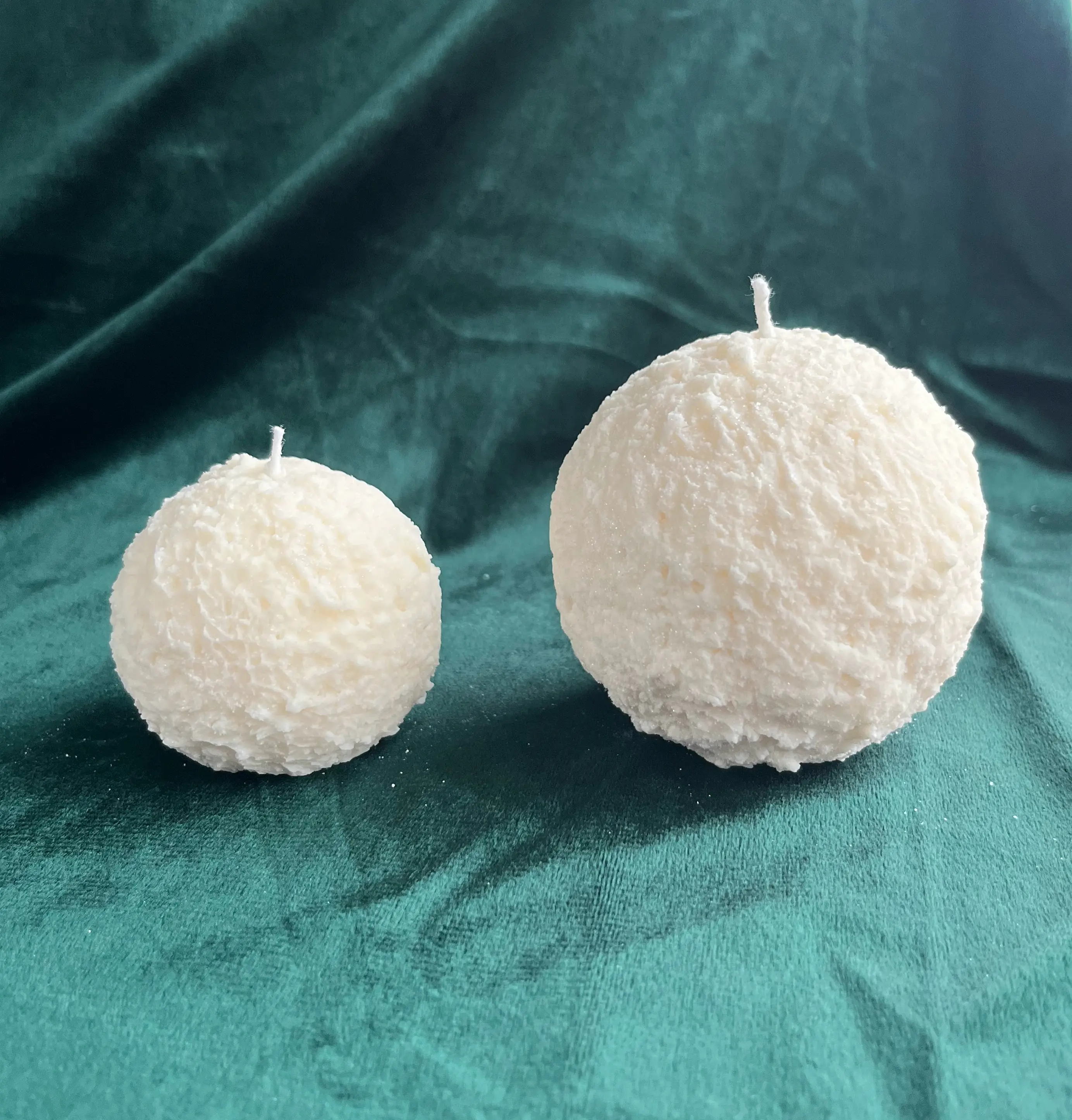 Snowball Candle | Unscented Soy Candle | Decorative Candle | Snow Texture Candle | Winter Decor | Ball Candle  holiday candle