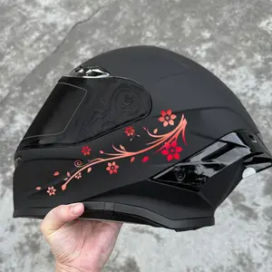 2PCS Cherry Blossom Pattern Motorcycle Stickers, Motorcycle Graphics, Waterproof Easy To Apply Without Leaving A Trace, Suitable for Motorcycle Helmets, Cars, Personalized Decorative Decals, DIY Self-adhesive Must-have