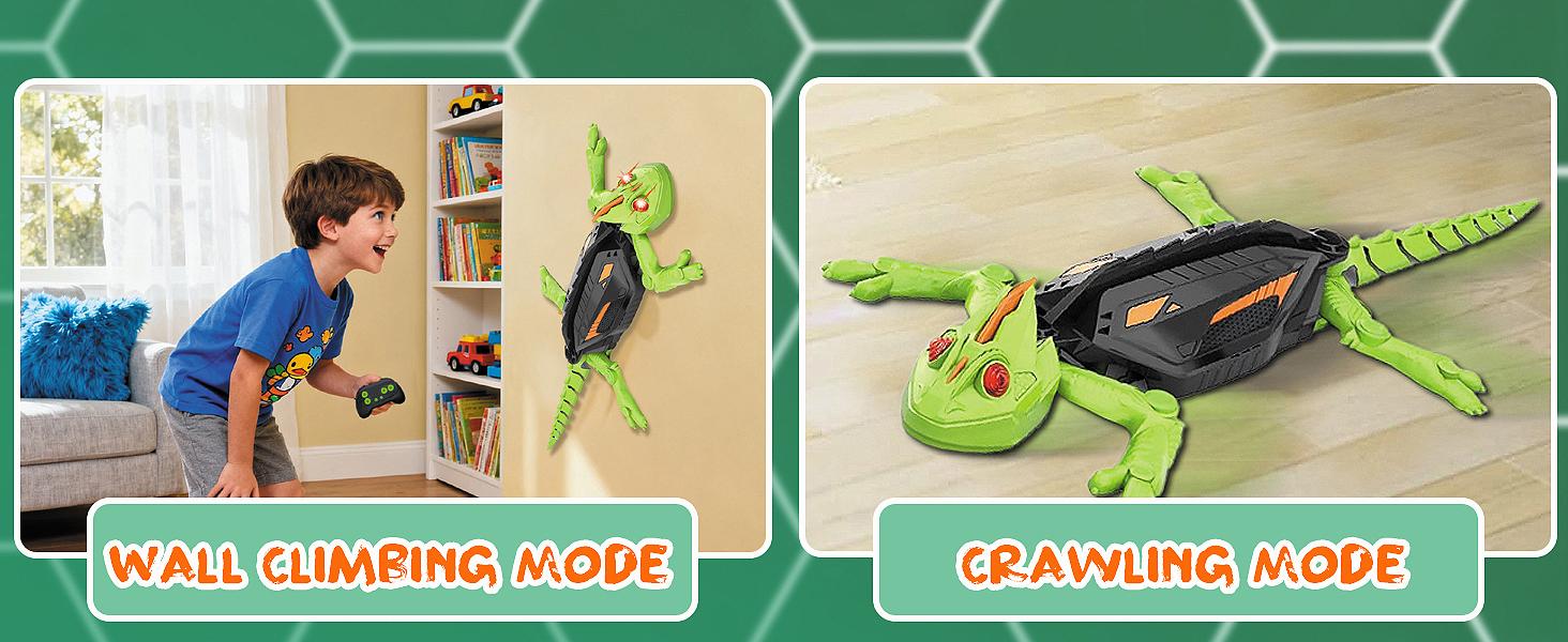 Wall Crawler Gecko TikTokShopBlackFriday Remote Control Toy Electric Lizard with LED Glowing Eyes 360° Spin Rechargeable Christmas STEM Tech Gift for Kids Ages 6-12