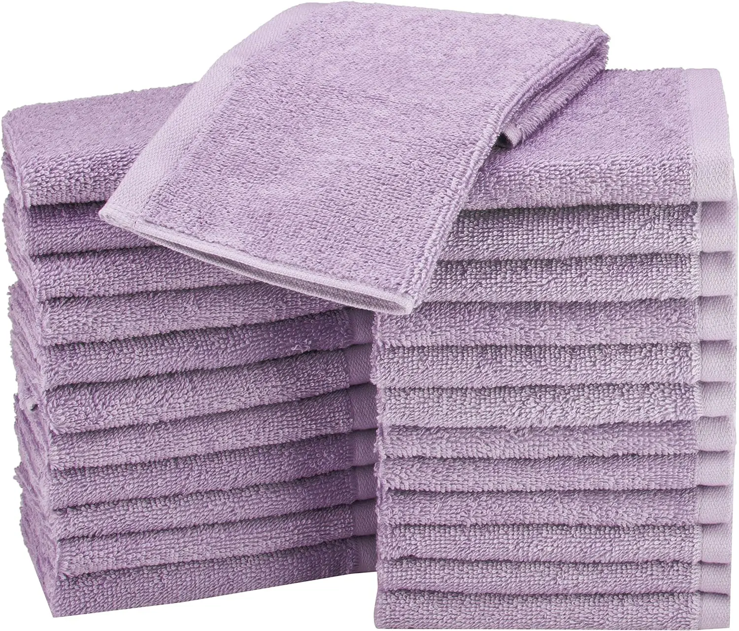 face Towels for bathroom, 100% Cotton Extra Absorbent washcloth, Fast Drying - salon towel - 24 Pack Lavender (12 x 12 inches)