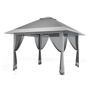 Garvee 13x13 ft Pop Up Canopy Tent, One-Push Setup Gazebo with Mosquito Netting, 4 Sandbags, Height Adjustable, Waterproof UV Protection for Backyard Parties, BBQs, Camping