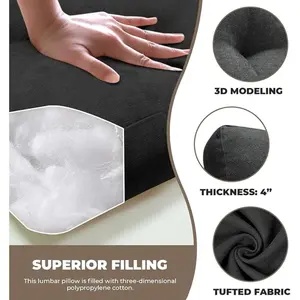 Lumbar Support Pillow,Soft Back Pillow for Recliner Chair,Fluffy Back Support Cushion for Lower Back Pain,Back Support Pillow for Office,Sofa,Recliner and Couch (Grey)