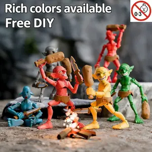 Goblins Multi-Joint Action Figures, DIY Assembled Decor with Double-Head Design, Perfect for Gifts and Halloween Parties, Decor Figurine