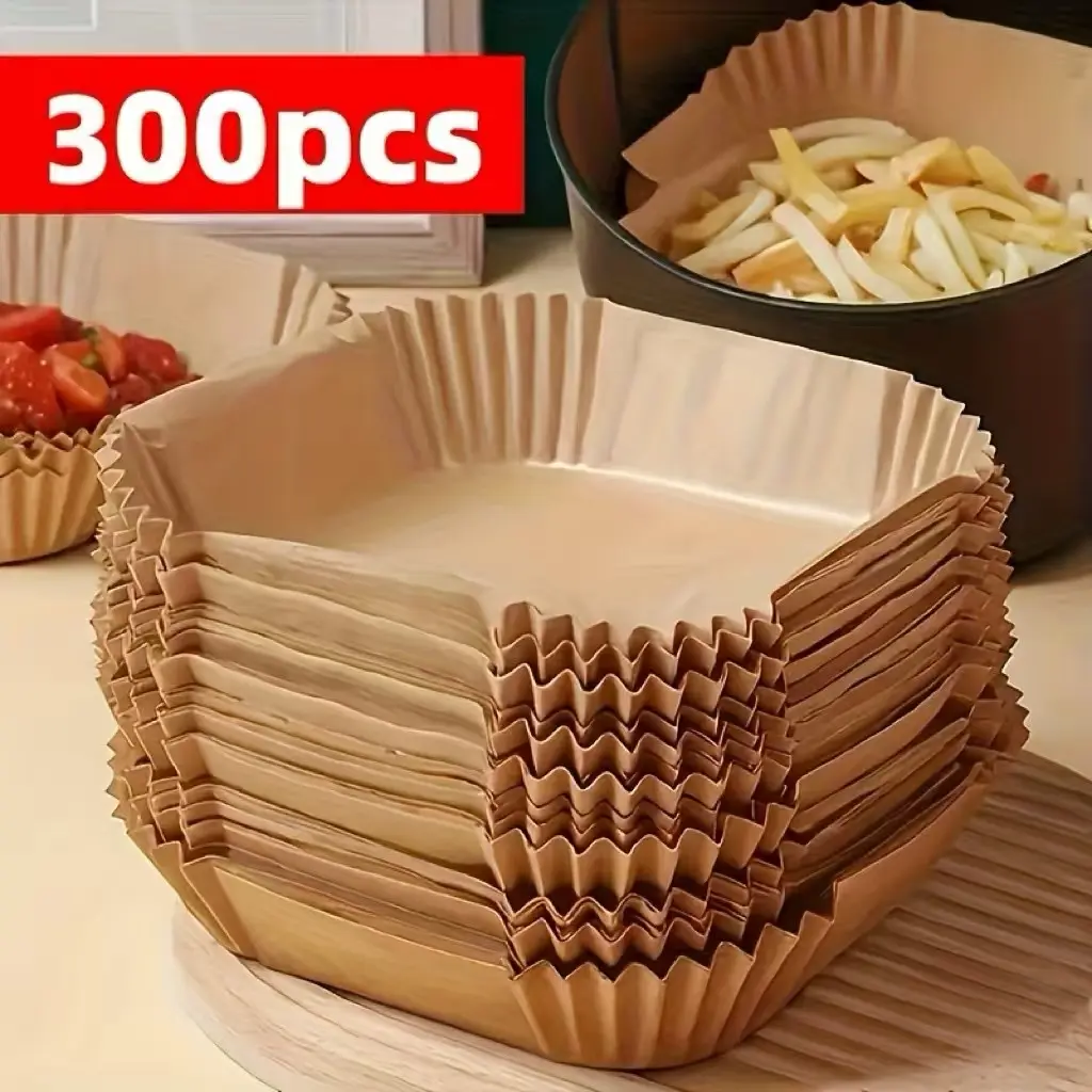 300pcs Square Non-Stick Food Grade Parchment Paper Pads, Heat-Resistant Non-Toxic Eco-Friendly Bakeware Supplies for Air Fryer, Baking