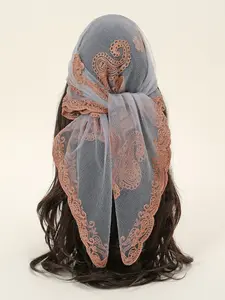 Women's Floral Embroidered Square Scarf, Fashionable Elegant Multifunctional Scarf For Daily Wear, Casual Versatile Scarf For Women, Head Scarf, Scarf Wrap