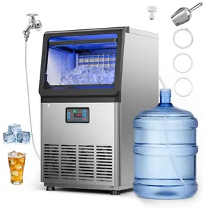 【Summervibes】VEVOR Commercial Ice Maker Machine, 90 lbs/24h with 13 lbs Storage Capacity, Countertop/Freestanding/Under Counter, Stainless Steel Ice Maker with LED Display & Self-Cleaning, for Home Bar Restaurant