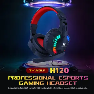 RGB Light Wired Game and Esports Headset with Microphone USB+3.5mm Over-ear Headset, Suitable for PC, Laptops, PS4/PS5 and Mobile Phones, Adjustable Noise Cancelling Microphone, Surround Sound Clear Sound Quality, Comfortable to Wear, Suitable for Games