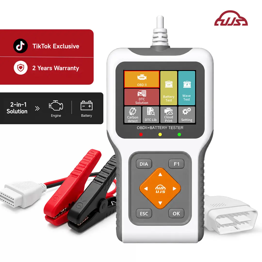 UJS OBD2 Battery Tester, Check Engine Light, Code Reader, Battery Test, Cranking Test, I/M Readiness, Cranking Test, Carbon Buildup Test, Live Data, OEM Codes, Buy Used Cars