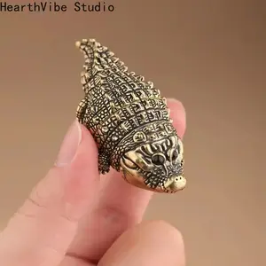 2026 Cute Fat Copper Alligator Statue, Creative Desktop Ornament, Home Decor for Living Room, Bedroom, Office, Bookshelf, Wine Cabinet, Decoration Items, Heavy Metal Figurine