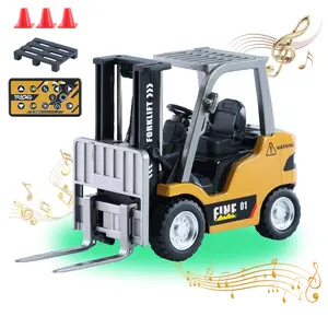 Mini Remote Control Forklift Toy - Rechargeable Battery Included, 2 in 1 Transformable Lift Fork & Hook with Lights & Sounds, Construction Vehicle Toys, Release pressure
