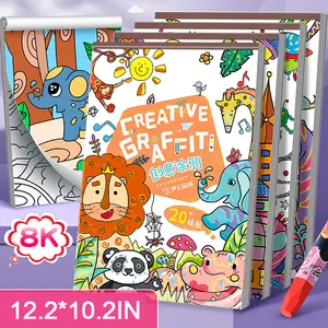 Hatwoo Large Size Creative Graffiti Coloring Book: 30 Sheets (20 drafts, 10 Blank Papers) for Kids to Improve Creativity And Concentration, Graffiti Book for Birthday Christmas Gift