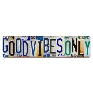 Vintage Good Vibes Only Metal Signs Street Signs Man Cave Bar Cafe Home Wall Decor 16 x 4 Inches