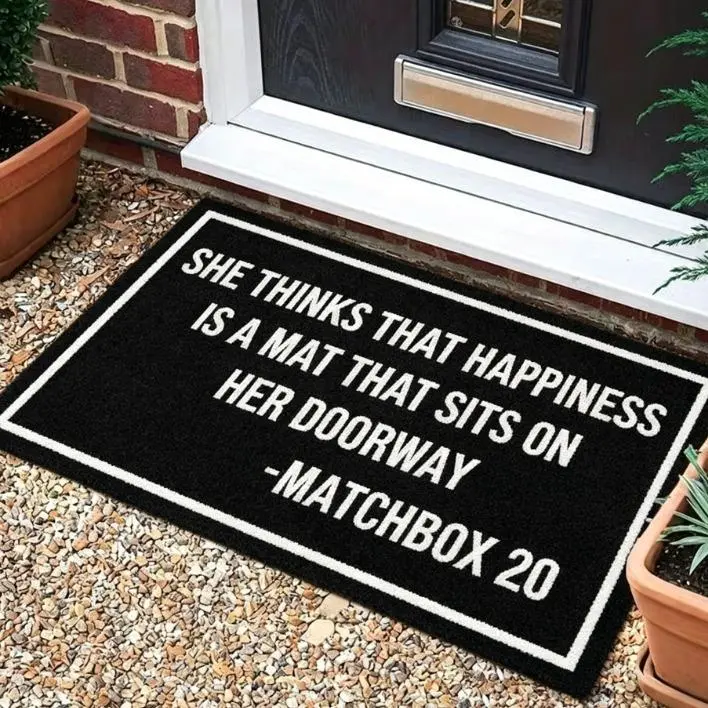 Welcome Door Mat, She Thinks That Happiness is a mat Non Slip Entrance Door Mat, Rubber Back Indoor/Outdoor Floor Mat for Home & Room Decoration, Area Mat Doormat for Entryway Living Dining Room Bedroom Kitchen Porch Yard summerwins