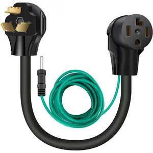 1.5 FT 4 Prong to 3 Prong Dryer Adapter, 30 Amp Dryer Outlet Plug Power Cord, NEMA 10-30P Male to 14-30R Female Three prong Converter, 250V 3prone Old Clothes Dryer Connector w/Ground Wire