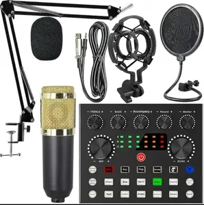 SINWE Podcast Equipment Bundle with Condenser Microphone, Tripod Stand, Professional Audio Mixer, RGB Lighting Buttons, 1200mAh Battery