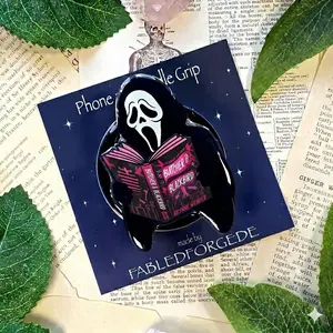 Acrylic 2D Phone Grip Cute Reading Ghost Bookish Holder Spooky Book Lover Gift Phone Stand Griptok