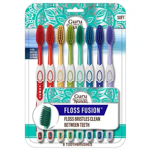 GuruNanda Floss Fusion Toothbrushes – 8 Pack