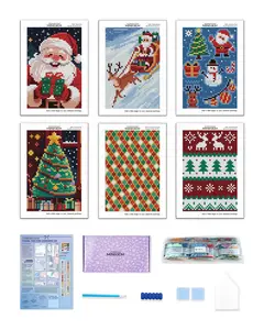 Foreveryoung Minigem Christmas Diamond Art Kits for Adults, 6 Pcs Christmas  Resin Square Drill Diamond Painting for Beginners, 2-Hour Small Diamond Painting Kits for Adults (5x7 Inch)