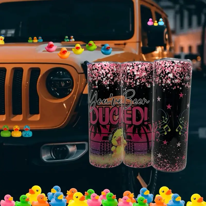 You’ve Been Ducked Jeep 20oz Stainless Steel Tumbler - Rubber Ducky has been Taken to the Next Level - Funny & Customizable Tumblers- Perfect for Personal Use or Gifts - Drinkware, Durable, Spill Proof Lid, Slip Resistant Leakproof, Water Bottles