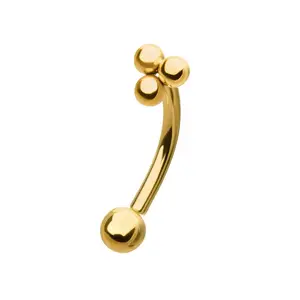 Pushed without thread into the triple spherical surface eyebrow curved barbell beads