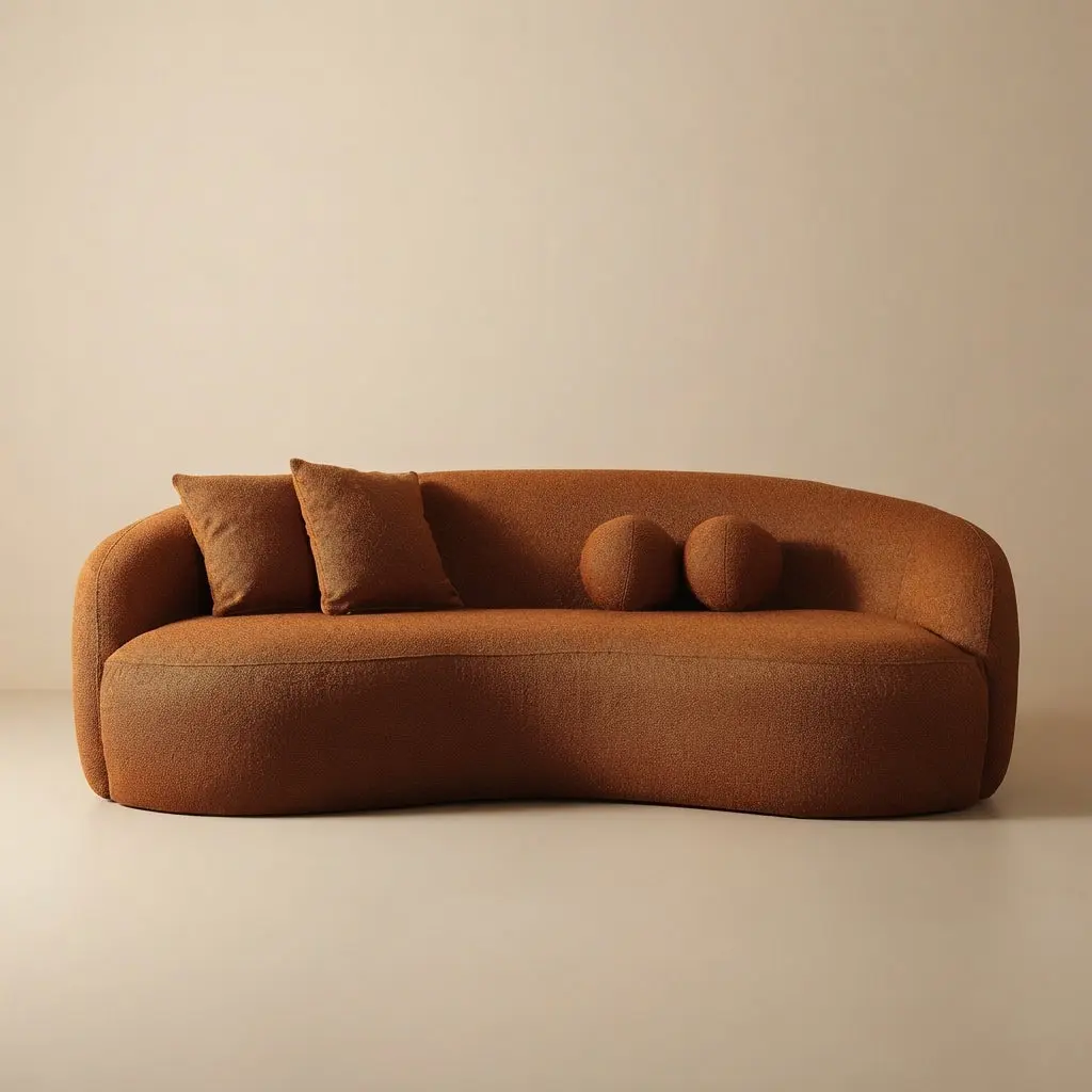 Blair Orange Boucle Japandi Sofa