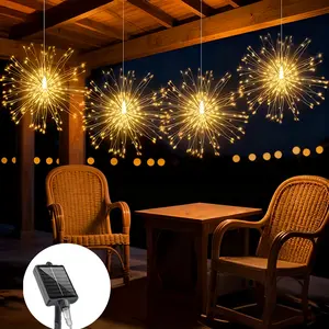 4 Pack Solar Hanging Outdoor Firecracker Light, LED Starburst Ball Lamp with 8 Modes, Waterproof for Garden/Deck/Party Valentine's Day Decorations, Outdoor Garden Lighting, Patio Hanging Lights