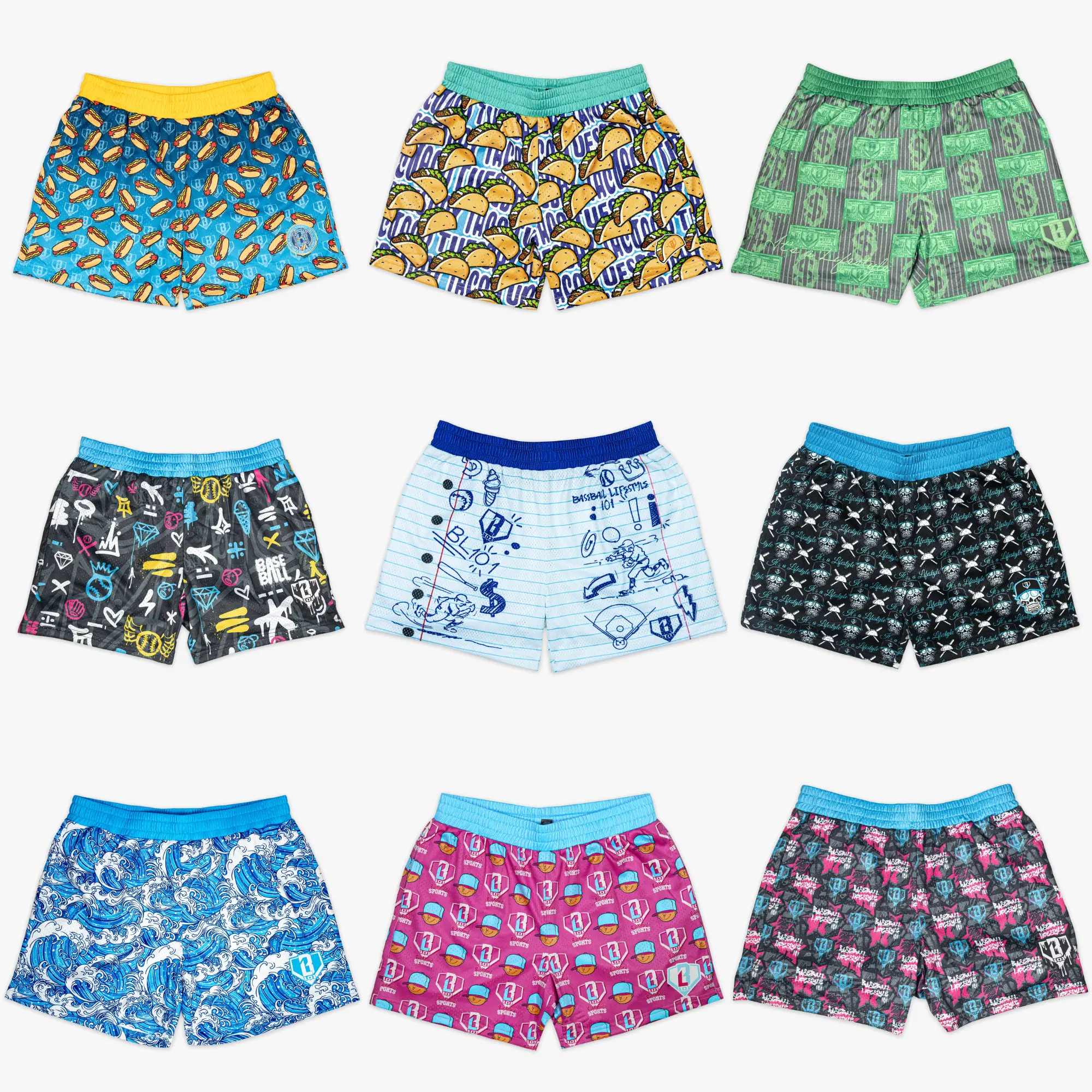 [ Back To School Sale - Baseball - Lifestyle - 101 Mesh Short ] Novelty Graphic Mesh Sports Shorts - Basketball Shorts with Pockets, Men's Streetwear Activewear