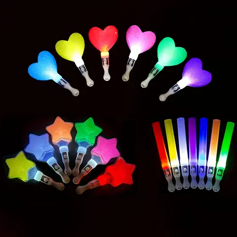 20-Color LED Light Plastic Glow Sticks Set - Heart, Star, Circle Designs, 3 Flashing Modes, Glow-in-the-Dark Party Supplies, Gifts for Birthday Party, Halloween Decorations, Graduation 2026,home decor