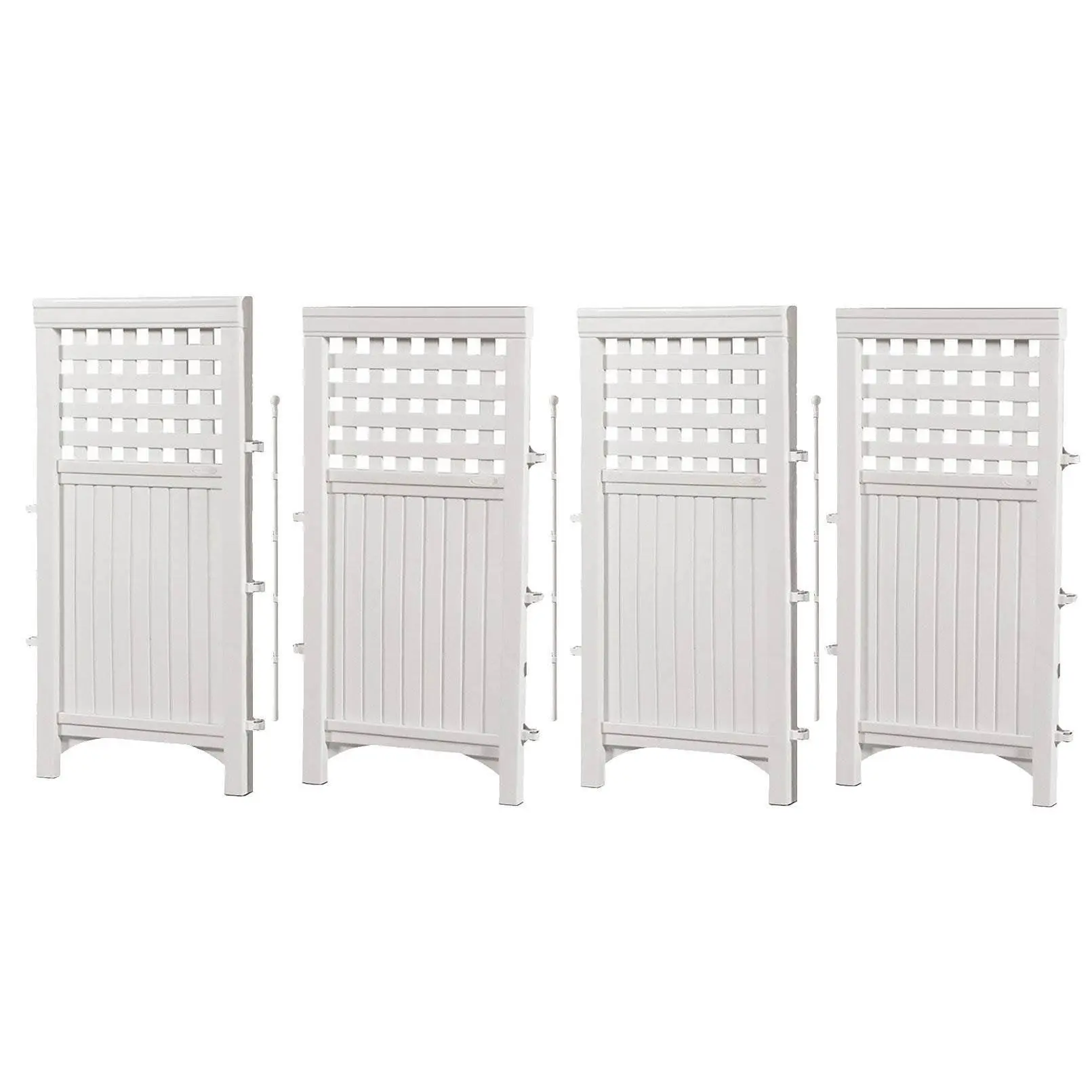 Suncast 4 Panel Screen Enclosure Freestanding Steel Resin Reversible Panel Outdoor Screen TRE, White