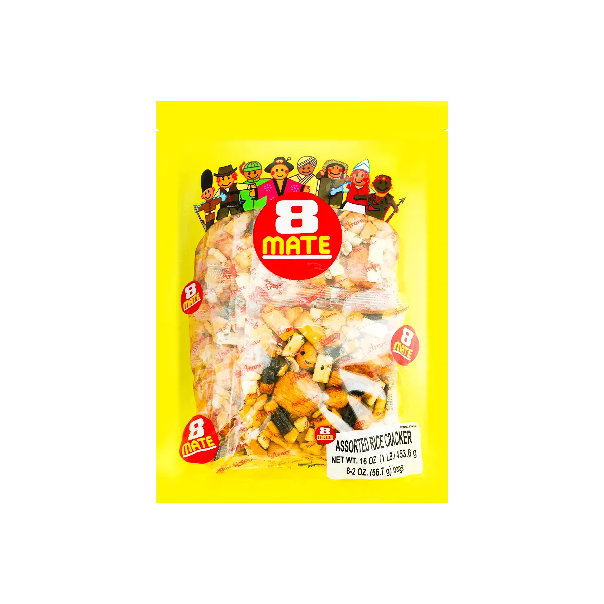 SHIRAKIKU Japanese Senbei Rice Crackers - 8 Flavor Variety Pack, 453g (1 lb) - Crispy & Savory Snack Mix