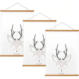 3 Pack  Poster Hanger Frame, Teak   Poster Frame for Posters, Prints, Photos, Pictures, Maps, Scrolls, and Canvas Artwork