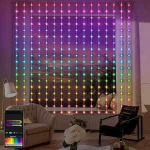 Curtain String Lights 1/2/3M Customized RGB Colorful Indoor Lights Bluetooth APP + Remote Control Dual Control Music Synchronized Rhythm Lights Bedroom Party Festive Christmas Decoration Atmosphere Lights