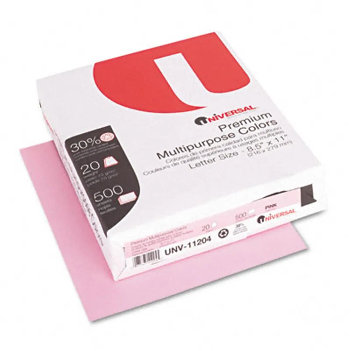 212 MAIN UNV-11204 Premium Recycled Laser/Copier Paper, Pink, 20lb, 8 1/2" x 11" Letter Size, Acid-Free Archival, Universal Office Stationery for All Printers & Colorful Documents, 500 Sheets