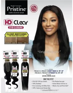 Mane Concept Brazilian Virgin Remy Pristine HD Clear 2X6 Lace STRAIGHT Closure (10"-14")