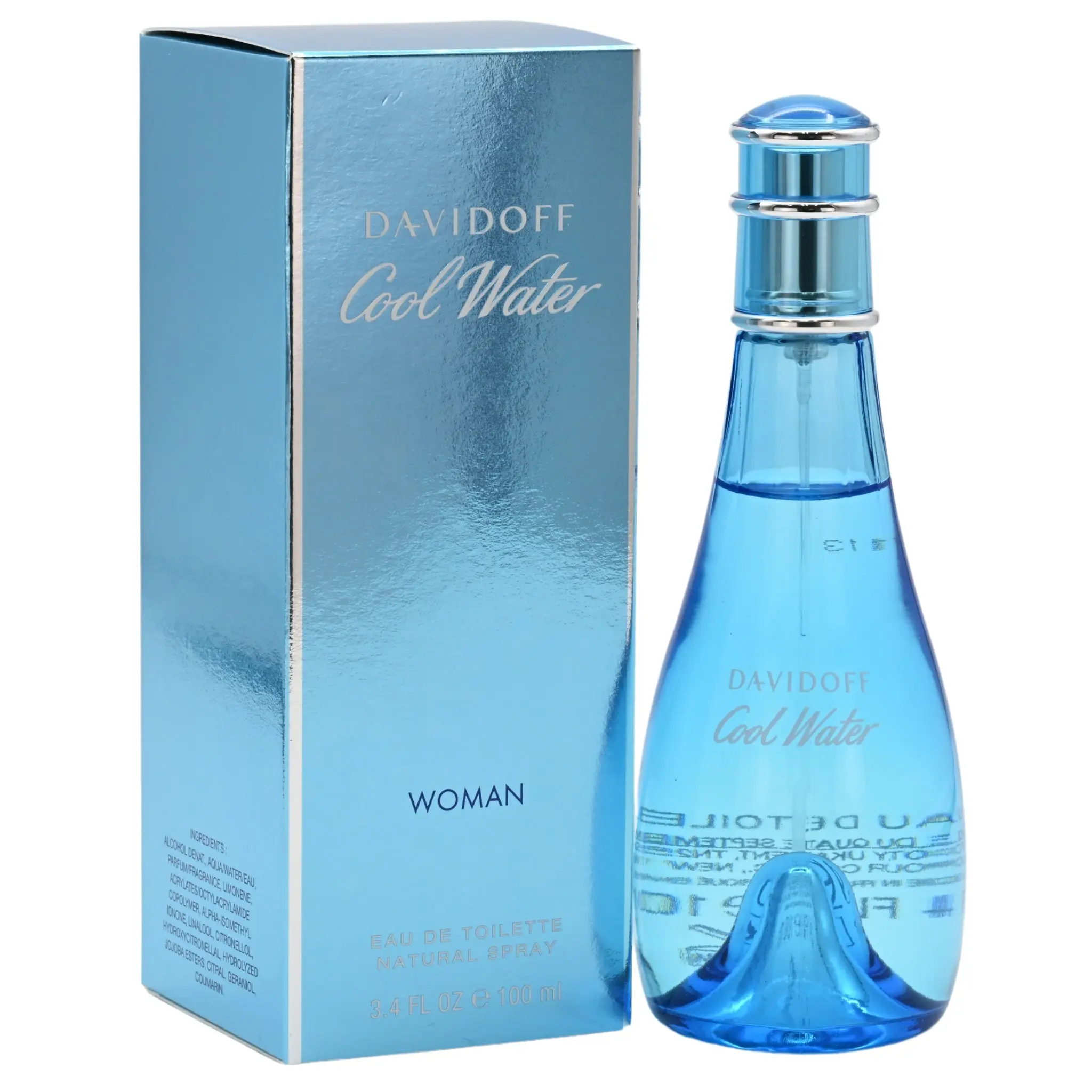 Davidoff Cool Water Women's 3.4oz EDT Perfume - Citrus-Ocean, Citrus Woody, Floral Aroma, New Box Pack, Daytime Wear Fragrance for Women, Citrus Woody Fragrance