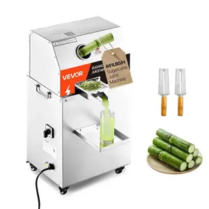 【Summervibes】VEVOR Commercial Sugar Cane Juicer,  800W Electric Sugarcane Juicer Machine with 661LBS/H High Output, 3 Stainless Steel Rollers, Sugar Cane Press Juice Extractor Squeezer on Wheels for Home/Commercial