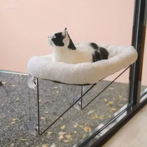 "Secure Cat Window Perch - Elevated Hammock with Cozy Bed - Durable Metal Support for Large Cats - Spacious Resting Area for Sunbathing - Reusable Pet Lounger for Birdwatching" pet  maker