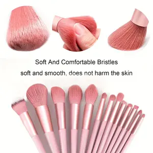 13-Piece Soft and Fluffy Makeup Brush Set - Professional Tools for Foundation, Powder Puffs, Eyeshadow, and Blending. Pink Brushes Suitable for All Skin Types Are Beauty Essentials, Perfect for Parties and Everyday Use.