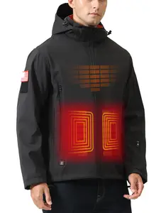 Heated Jackets for Men with Rechargeable 7.4V Battery Pack Outdoor Winter Electric Heating Coat, Black-03