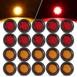 Partsam 20Pcs 2.5 inch Round 13LED Side Marker Clearance Lights with Pigtail and Grommets for Trailer RV Semi-trucks Flatbeds (10 Amber + 10 Red)