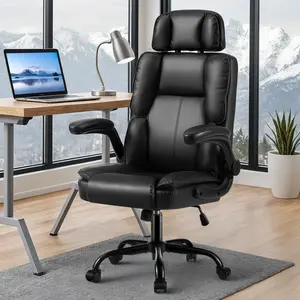 Avocahom Office Executive Chair High Back Adjustable,Swivel Leather Computer Chair with Thick Cushion & Lumbar Support,Comfy Desk Chair for Home Office,Black
