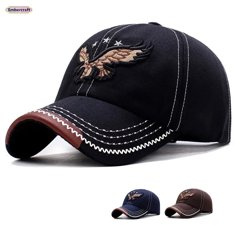 Eagle Embroidered Baseball Cap, Unisex Mens Snapback Hats in a Breathable Cotton Blend, Adjustable Size for Spring Outing, Easter Gift, Mens Hats, Breathable Fabric, Eagle Emblem, Curved Brim Shade, Lightweight Wear, One-Size Fits Most Heads
